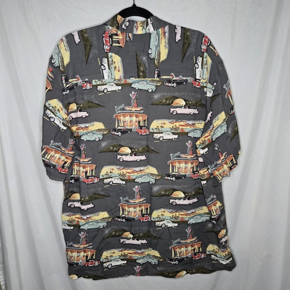 VTG Reyn Spooner American Classics Mens Large Button Up Rayon Classic Cars USA - Picture 4 of 9